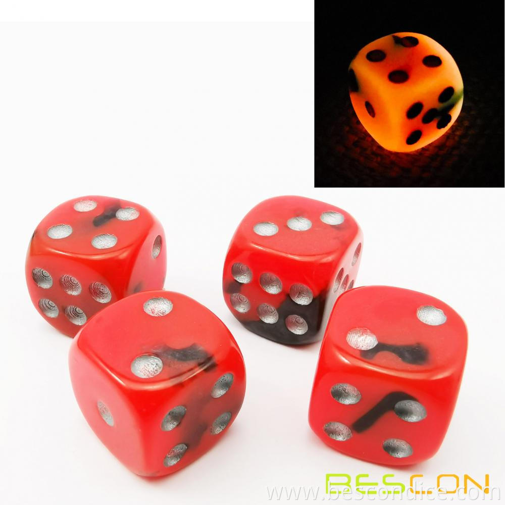 Glowing Board Game Dice 16mm D6 With Pips 5 Glowing Board Game Dice 16mm D6 With Pips 5